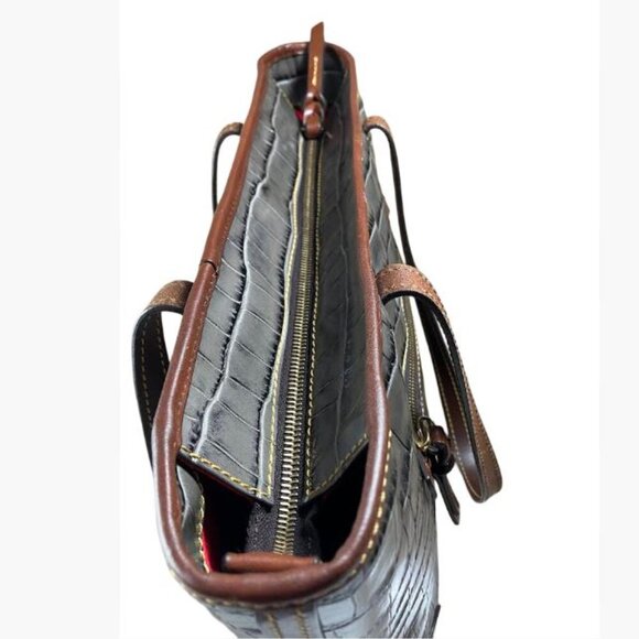 Dooney & Bourke Medium Gray Embossed Mock Croc Bag Tote EUC - Picture 9 of 14